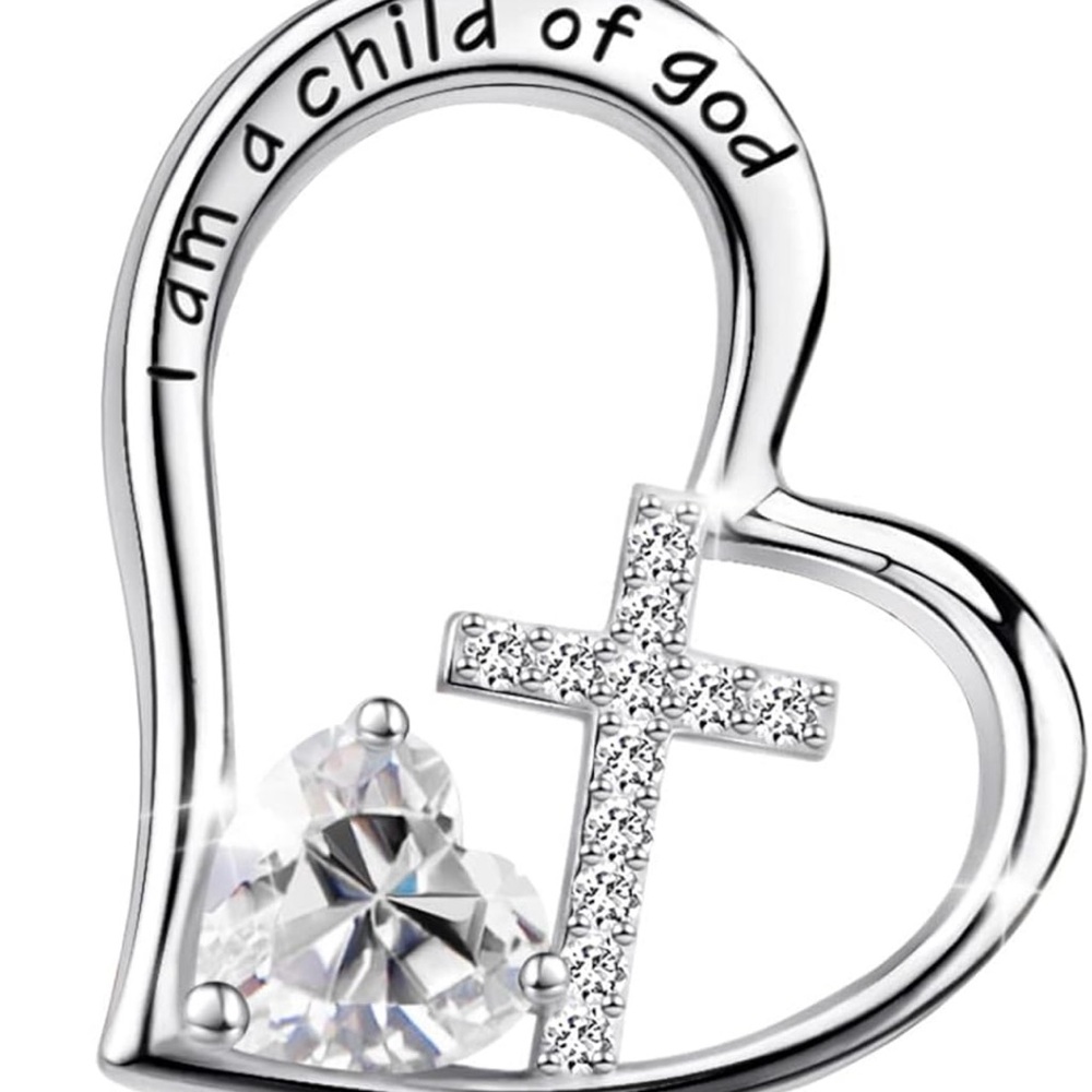 925 Sterling Silver I Am a Child of God Cross Pendant Necklace